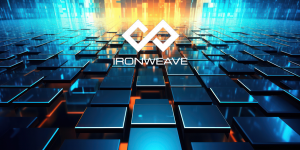 IronWeave logo and title in a futuristic grid background