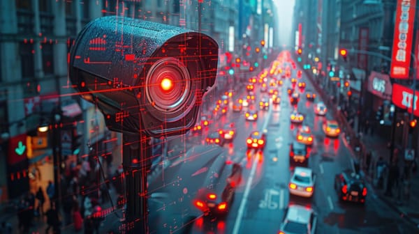 Cars and Surveillance - view of car traffic being spied on